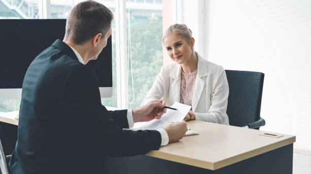 istock Job seeker in job interview meeting with manager 1279320485