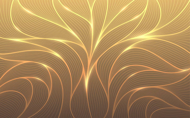 Abstract golden lines floral background Abstract golden lines floral background in vector floral and decorative background stock illustrations