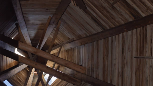 istock Inside the wooden dome. interior of old tower 1279323709