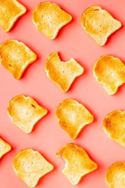 istock Slices of toast bread pattern. Food background. Top view 1279325089