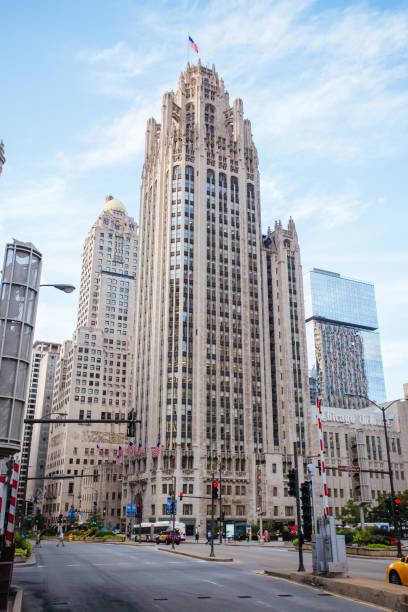 Tribune Tower Chicago in USA Chicago, USA - August 14, 2015: Chicago's famous Tribune Tower on Michigan Ave on a hot summer's day tribune tower stock pictures, royalty-free photos & images