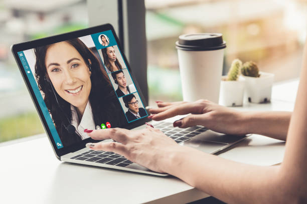 istock Video call business people meeting on virtual workplace or remote office 1279328152