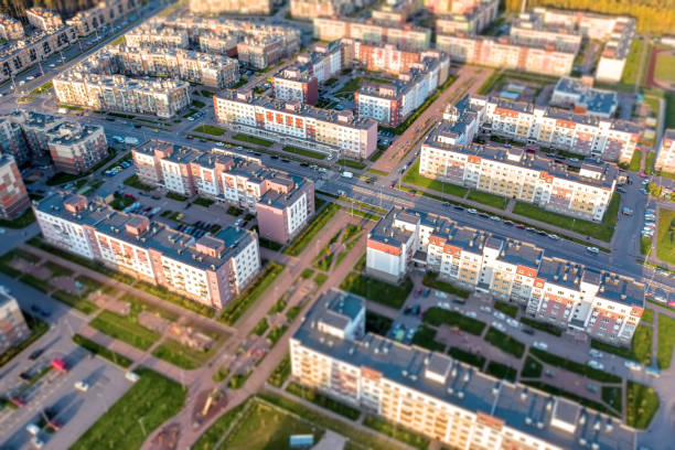 istock Ridential area high angle aerial view 1279329807