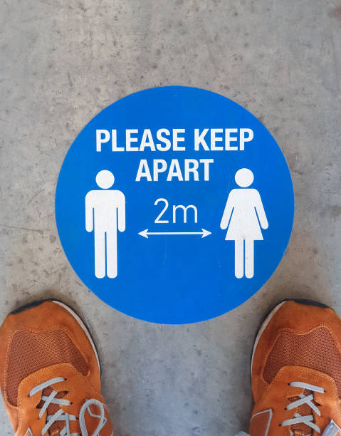 Social distancing guidance on the floor
