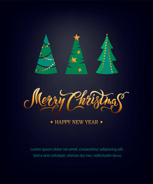 istock Merry Christmas handwritten lettering with new year trees. 1279335256