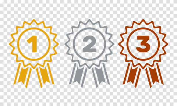 1st 2nd 3rd place awards, flat outline vector set 1st 2nd 3rd place awards, flat outline vector set Third Place stock illustrations