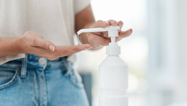 istock Alcohol-based hand sanitizers help to deter the spread of germs 1279336261