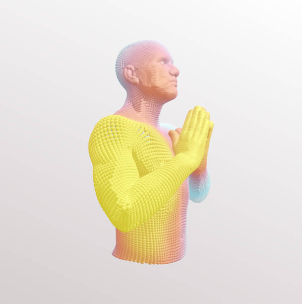 illustrations, cliparts, dessins animés et icônes de l’homme qui prie. mains en position de prière. prière à dieu avec foi et espérance. concept de religion, d’adoration, d’amour et de spiritualité. illustration vectorielle 3d. - human hand god applauding praying