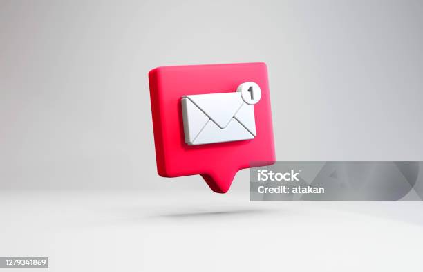 3d Mail Icon Speech Bubble Communication Concept Stock Photo - Download Image Now - Three Dimensional, E-Mail, Mail