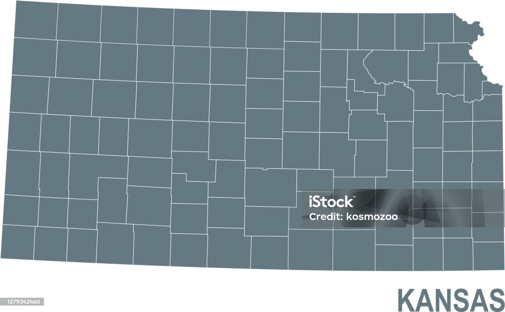 Basic Kansas Map Basic Map Of Kansas Including Boundary Lines Stock Illustration ...