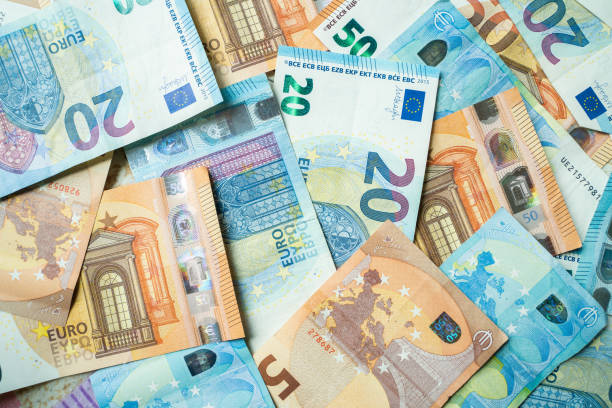 istock Colorful various value of euro money note close up spread background 1279343304
