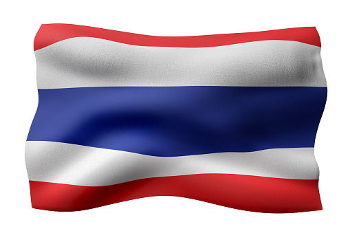 3d rendering of a of a silked Thailand flag isolated on white background