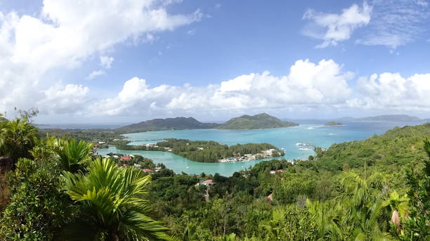Rocks, mountains and shoreline of Seychelles