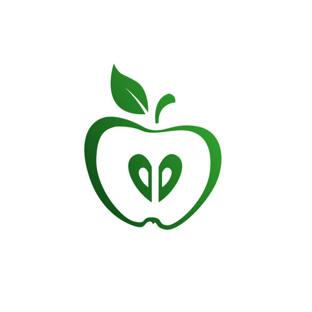 illustrations, cliparts, dessins animés et icônes de logo d’apple - nourriture saine fraîche abstraite naturelle bio bio organique régime végétarien délicieux - apple vitamin a red vitality