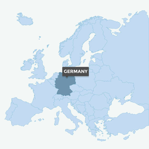 mapa europy z identication niemiec. - parcel tag stock illustrations