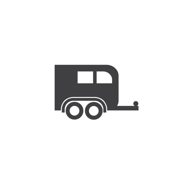 logo przyczepy konnej - transport samochodów ciężarowych samochód dostawczy transportowy podróż logistyczna - truck semi truck car transporter vehicle trailer stock illustrations