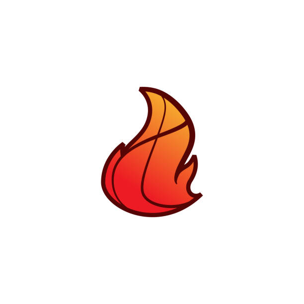 feuer-logo - flamme heißes lagerfeuer brennen brennbaren brennstoff zünden zündung - grill kamin gas brennende flamme - campfire coal burning flame stock-grafiken, -clipart, -cartoons und -symbole