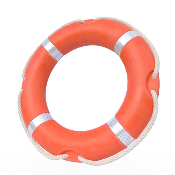 lifebuoy isolato su uno sfondo bianco - life jacket life belt buoy float foto e immagini stock