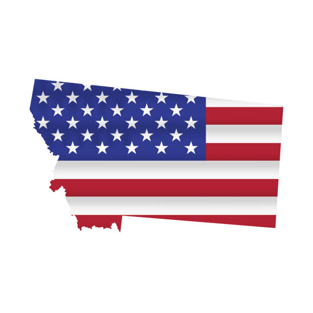 вектор карты флага штата монтана в сша изолирован - montana flag us state flag banner stock illustrations