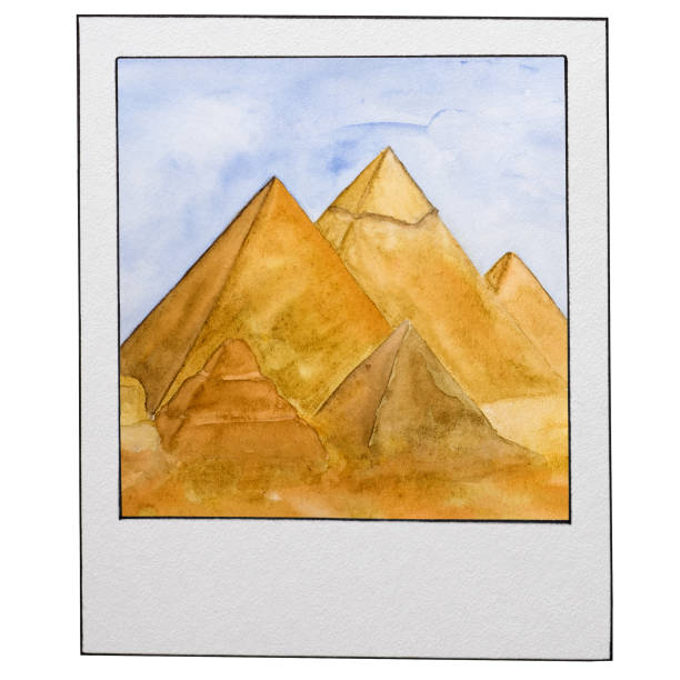 Beautiful drawings on the Egyptian theme. Close-up Beautiful drawings on the Egyptian theme. Greeting card. Close-up pyramid giza pyramids close up egypt stock illustrations
