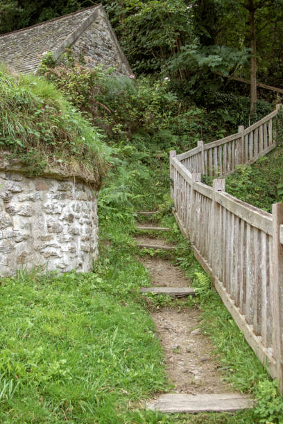 istock Wooden staircase in greenery 1279356603