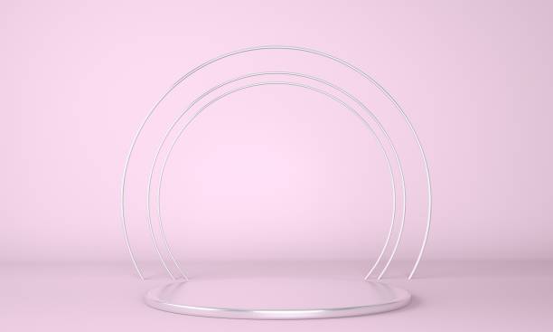 istock Product podium on pastel background 3d. Abstract minimal geometry concept. Studio stand platform theme. Exhibition and business marketing presentation stage. 1279358200