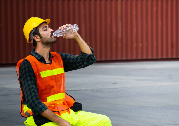 istock Industrial workers are drinking water in container yards 1279362342