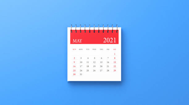 istock 2021 Ring Binder May Calendar on Blue Background 1279364232