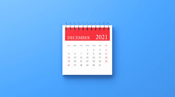 istock 2021 Ring Binder December Calendar on Blue Background 1279365177