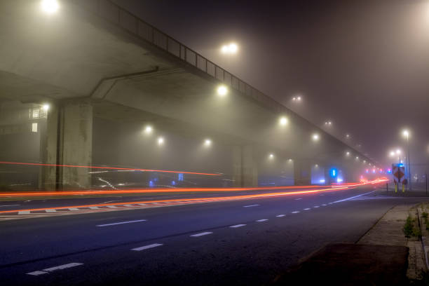 istock Busy street with fog 1279365204