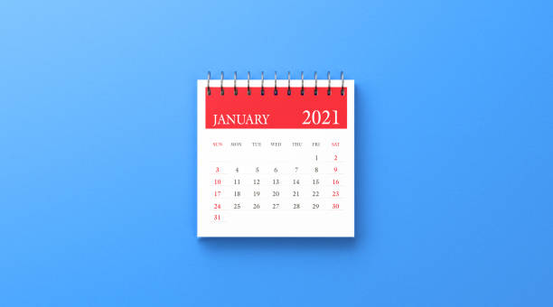 istock 2021 Ring Binder January Calendar on Blue Background 1279365433