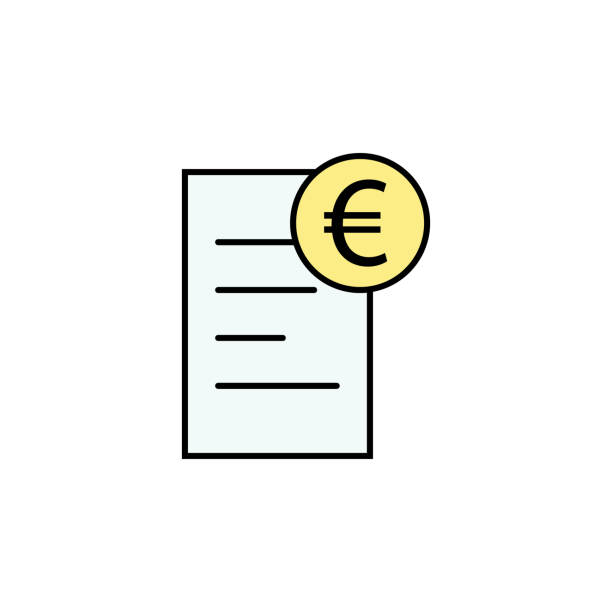 dokument, ikona w kolorze euro. element ilustracji finansowej. znaki i symbole kolorowe ikony mogą być używane do sieci web, logo, aplikacja mobilna, ui, ux - bank symbol computer icon european union euro note stock illustrations