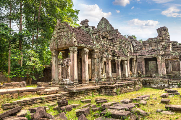 preah-khan-tempel in angkor wat - cambodia traditional culture ancient angkor stock-fotos und bilder