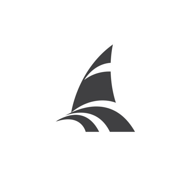 カタマラン ロゴ - セーラー ボート ヨット シップ 旅行海海の休暇セイル クルーズ - 帆点のイラスト素材／クリップアート素材／マンガ素材／アイコン素材