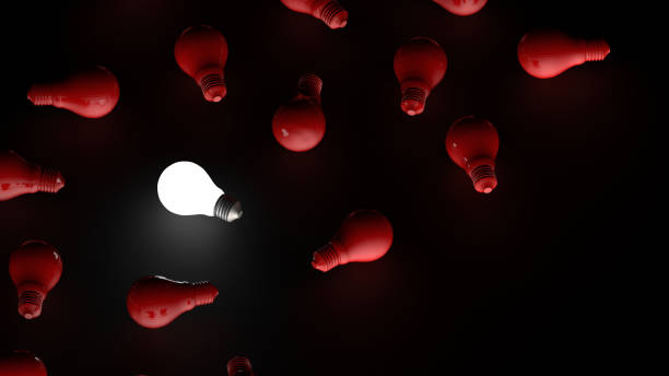 istock Light bulbs on dark background. Idea concept. 3D Illustration. 1279368805
