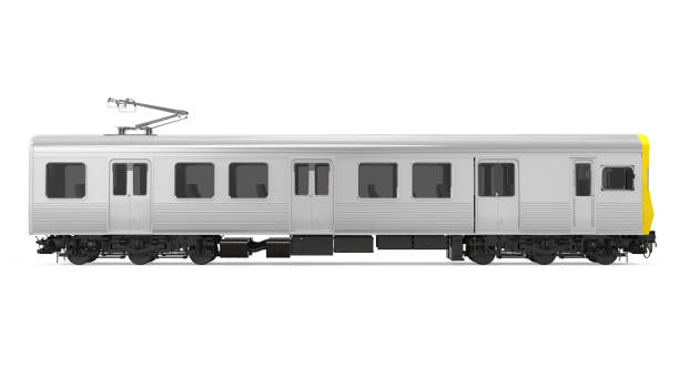 Subway Car Isolated Subway Car isolated on white background. 3D render subway-train-side-view stock pictures, royalty-free photos & images