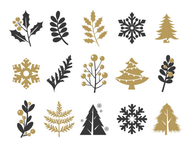 Holiday Icons Set Vector illustration of the holiday icons set. snow flowers stock illustrations