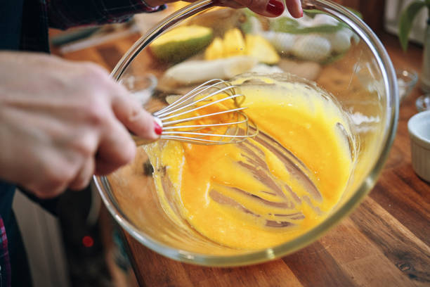 Preparing Mango Banana Souffle in Domestic Kitchen