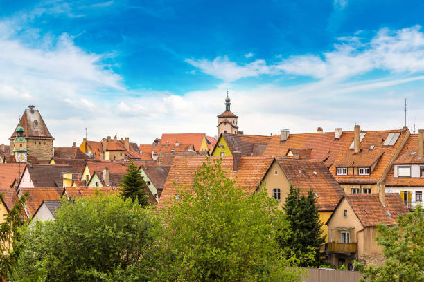 panoramablick auf rothenburg - rothenburg old town travel tourism stock-fotos und bilder