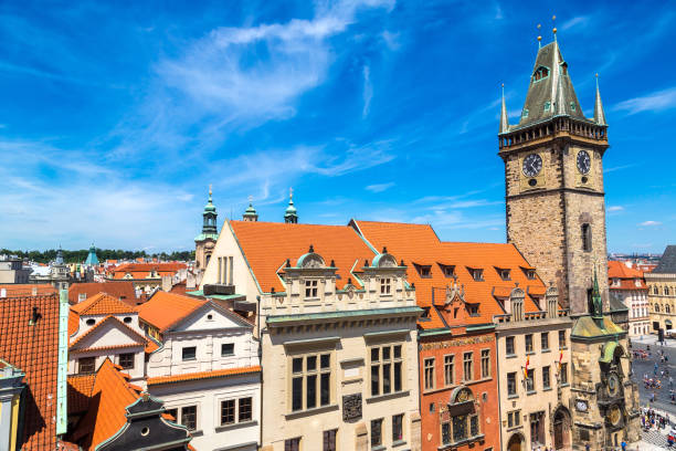 istock Panoramic aerial view of Prague 1279372846