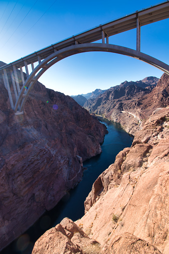 The Hoover Bridge from the Hoover Dam in Nevada.