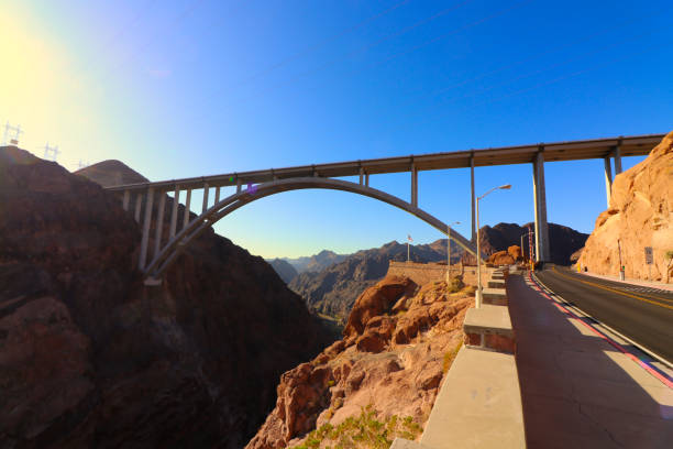 The Hoover Bridge from the Hoover Dam in Nevada.