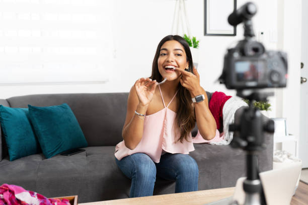 istock Woman talking about invisible orthodontics 1279384185