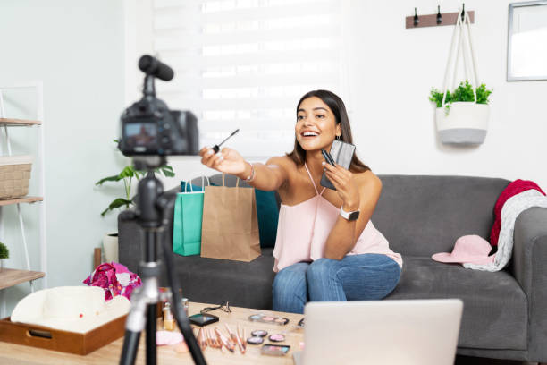 istock Woman reviewing makeup products online 1279384271