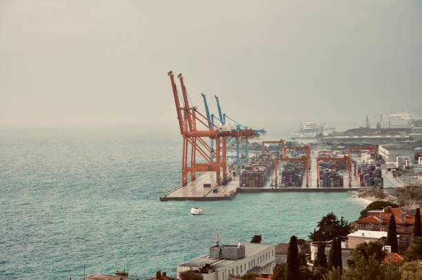 Industrial environment on the coast in Rijeka city, Croatia
