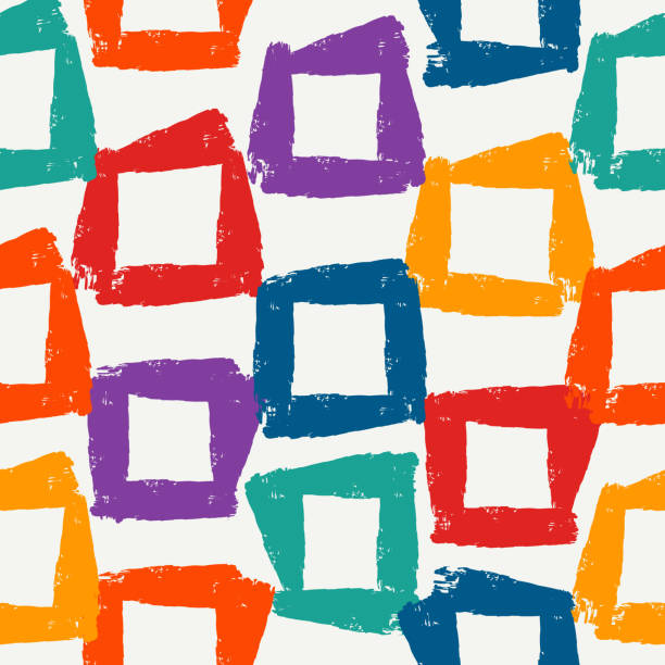 istock Paint brush strokes seamless pattern. Freehand grunge design background. Squares motif modern minimal ornament 1279389812
