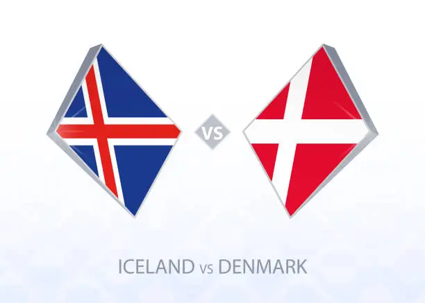Vector illustration of Europe football competition Iceland vs Denmark, League A, Group 2.