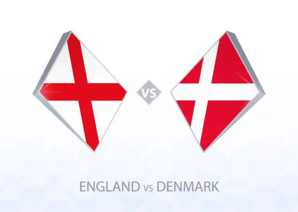 Vector illustration of Europe football competition England vs Denmark, League A, Group 2.