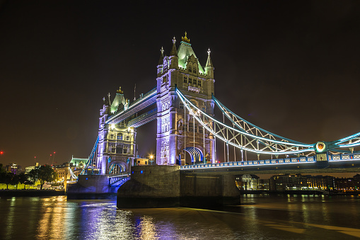 Tower Bridge in London in a beautiful summer night, England, United Kingdom