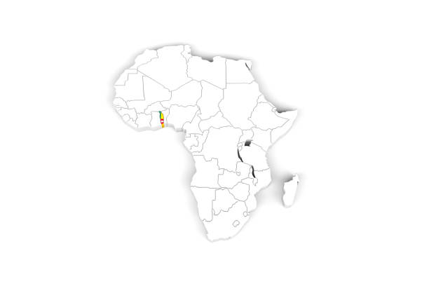 istock Africa 3d map with borders marked - Togo area marked with Togo flag 1279394227